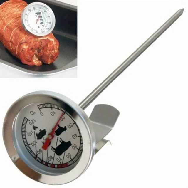 CUITING Heavy-Duty Stainless Steel Meat Thermometer with Dual-Scale Fahrenheit/Celsius - Fast-Responding Probe for BBQ Grilling Oven Deep Fry - Ideal for Home Cooks & Professional Chef