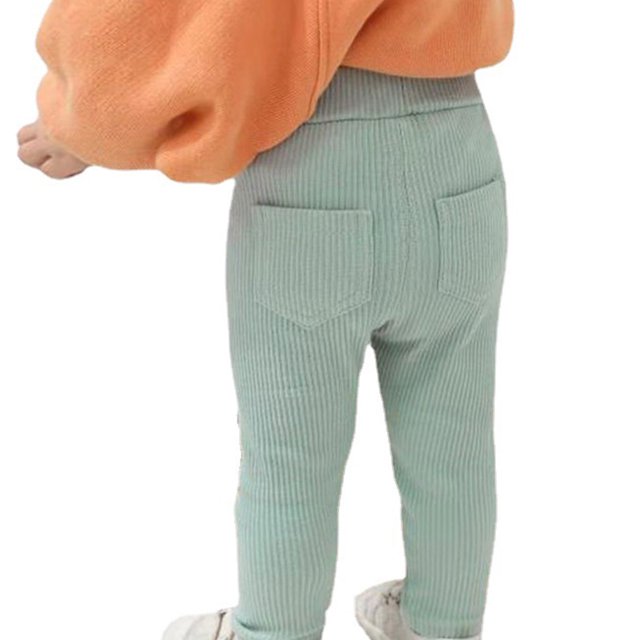 Leggings for Toddler Girls Ribbed Footless Tights Solid Color Strethcy Ankle Length Pants