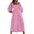 thumbnail image 2 of EGNMCR Robes d'Été Femmes Tendance 2024 Femmes Décontractées et Confortables Haut-Parleur Manches 3/4 Robe Imprimée Grande, 2 of 6