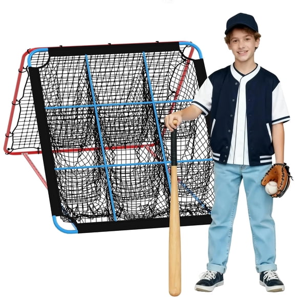 PioneerWorks Filet de Rebond de Baseball 5 X 4,3 Pi à 9 Zones, Entraîneur de Lancer Réglable pour la Pratique du Softball et du Baseball, Équipement d'Entraînement pour Lancer et Frapper dans la Cour Arrière