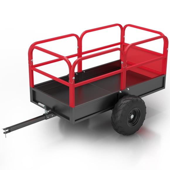 ATV UTV Trailer Tow Behind Dump Cart, 1700LBS Capacity 17 Cubic Feet Utility Trailer with Quick Release, All-Terrain Tires for Lawn Mower, Tractor, Yard & Garden