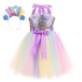 thumbnail image 1 of MIASHUI Robe de Demoiselle d'Honneur Sans Manches à Bretelles, Ensemble Sirène Princesse avec Bandeau, Violet, 5-6 Ans, 1 of 4