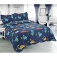 thumbnail image 1 of Marina Decoration Rich Printed Stitching Coverlet Bedspread Ultra Soft Summer Bedding Quilt Set with Quilted Sham, Dinosaur Zoo with Navy Blue Pattern, 1 of 7