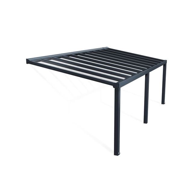 CANOPIA by PALRAM Stockholm Ensemble de Housse de Patio 11 Pi x 24 Pi en Gris avec un Cadre en Aluminium anthracite durable Enduit de Poudre, des Panneaux en polycarbonate d'Une Clarté Cristalline et un Système de Toiture Sans Vis Supporté par Trois Pieds, Idéal pour l'Ombre Extérieure et la protection contre les Intempéries.