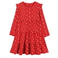 thumbnail image 4 of JDQJBZ Kids Long Sleeve Dress Heart Print Tiered Ruffle Casual Summer Outfit, 4 of 5