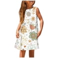 thumbnail image 1 of PMVFHDE Robe d'Été Fleurie pour Filles / Col Rond Sans Manches Robe Décontractée / Tenue Légère de Plage et de Vacances pour Tout-Petits à Préados Jaune,13-14, 1 of 5