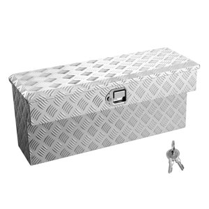 KFFKFF Boîte à outils de lit de camion, boîte à outils en aluminium lourd avec des motifs de fil, organisateur de coffre de boîte à outil de stockage avec serrure et clé