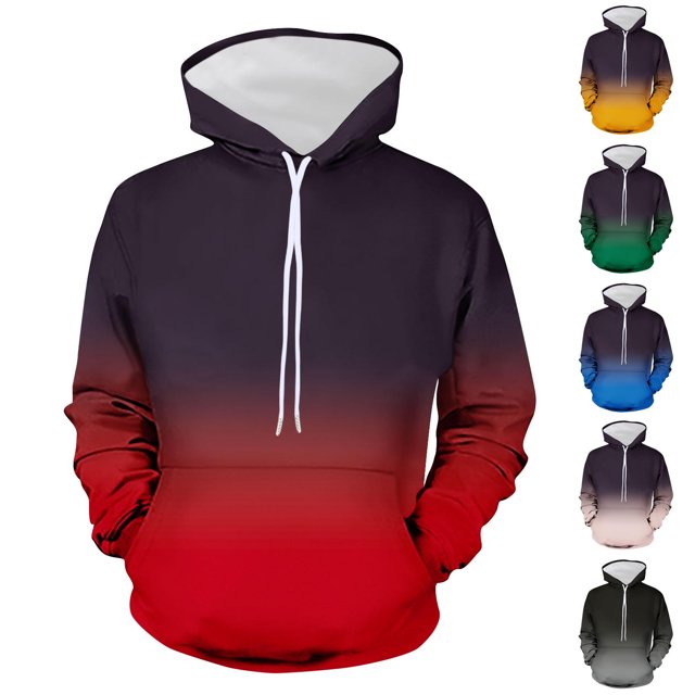 Jovati Chandail à Capuchon Dégradé pour Hommes, Impression 3D Non Positionnée, Tissu en Polyester, Manches Longues, Coupe Décontractée, Tenue d'Extérieur d'Hiver