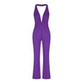 thumbnail image 4 of EQWLJWE Pantalon pour Femmes Combinaison Ample Aguichant Sans Manches à Col Suspendu avec Poche, Couleur Unie pour Femmes, 4 of 6