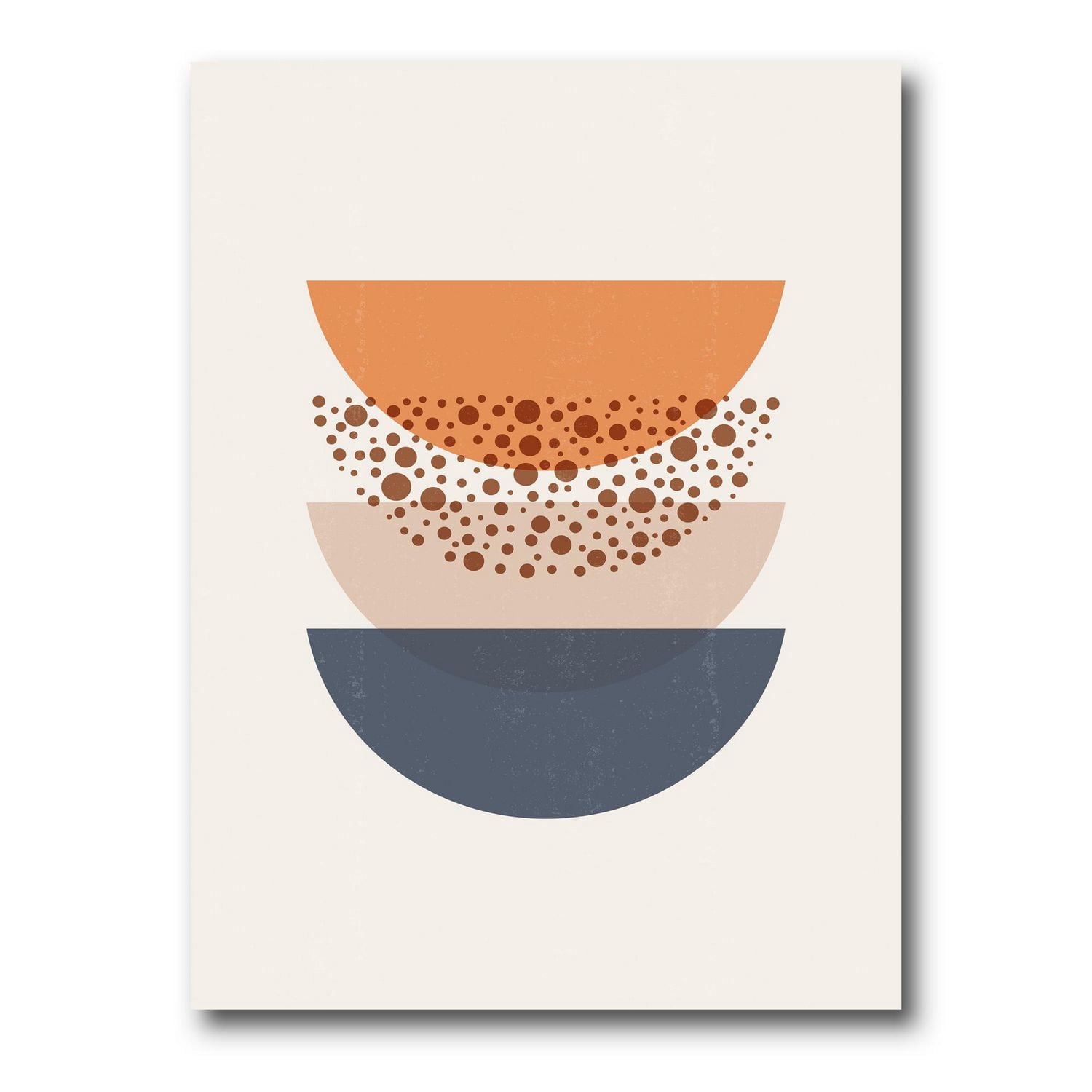 Designart Géométrie abstraite du soleil et de la lune en bleu et orange Art mural sur toile