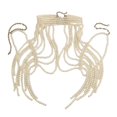 thumbnail image 3 of Bunblic Chaîne Corporelle Perlée Chaîne de Bras de Costume pour Jeu de Rôle Mariage Fête Été Mariée Blanc, 3 of 8