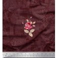 thumbnail image 1 of Soimoi polyester Crepe Fabric Texture,Leaves & Rose Flower Decor Fabric Printed Yard 42 Inch Wide, 1 of 3