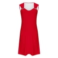 thumbnail image 5 of Penkiiy Robes d'Été pour Femmes 2024 Décontractées Imprimées Amples Couleur Unie Col Rond Tempérament Élégantes Robes Dos Nu S Rouge, 5 of 5
