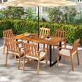 thumbnail image 4 of Costway 7PCS Patio Dining Table Set, 63” Table & 6 Acacia Wood Armchairs with Umbrella Hole, 4 of 10