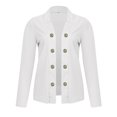 thumbnail image 4 of BiZtdJrK Vestes Blazer pour Femmes Grande Taille à Boutons, Ouverture devant, Unies, Décontractées, Revers Cranté, Travail Bureau, Complets d'Automne, Manches Longues, Vestes Blazer, Blanc, TTTTG, Cadeaux pour Papa, 4 of 6