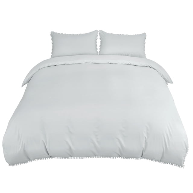 Unique Bargains Pompoms 110gsm Brushed Polyester Duvet Cover Set,3 Pieces,