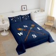 thumbnail image 4 of Erosebridal Retro Paddle Compass Comforter Sets King Size, Rustic Lake House Countryside Comforters & Duvets, REversible 3 Pieces, Microfiber, 4 of 7