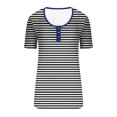 thumbnail image 3 of Birdeem Mode Blouses Imprimées Rayées pour Femmes T-Shirt à Boutons Manches Courtes Col Rond, 3 of 9