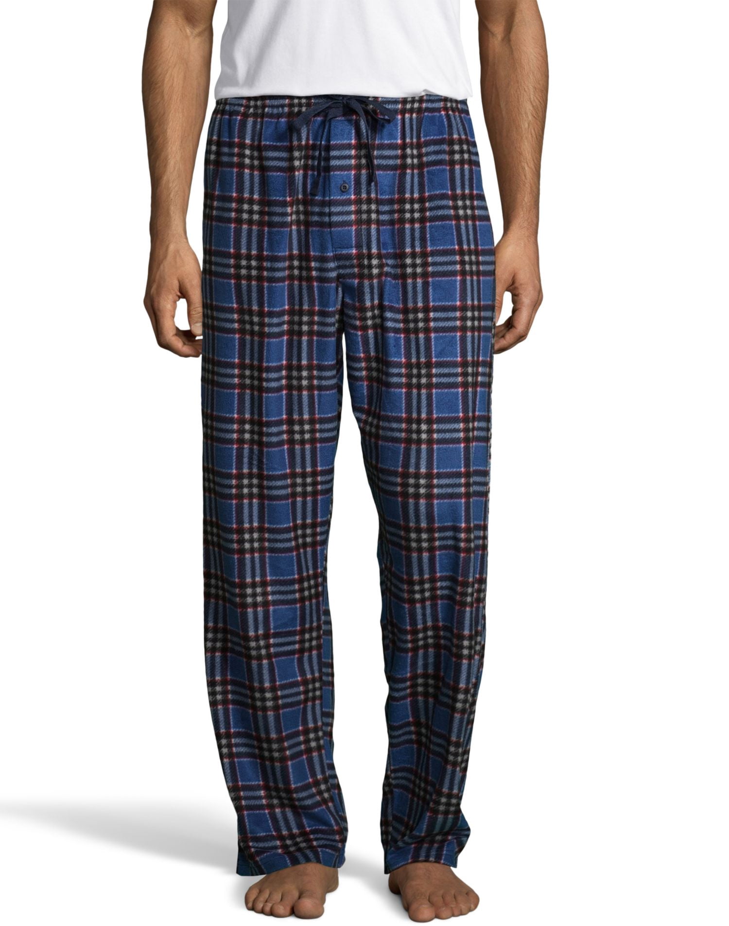 Hanes Pantalon en Micro-Polaire pour Homme, 4TG, Carreaux Bleus