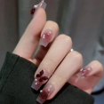 thumbnail image 1 of HLONK 24Pcs Gel Press on Nails  Gel French Long Fake Nails  Press on Tips With Glue  Rhinstone with Butterfly  NO.13, 1 of 7