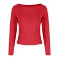 thumbnail image 3 of Dealovy Womens Long Sleeve Shirts Round Neck Slim Fitted Going out Tops Solid Color Basic Undershirts, 3 of 5