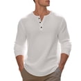 thumbnail image 4 of fatyb Casual Shirts for Men Long Sleeve Tshirts Button Pullover Solid Color Mens Lightweight Tee Tops, 4 of 7