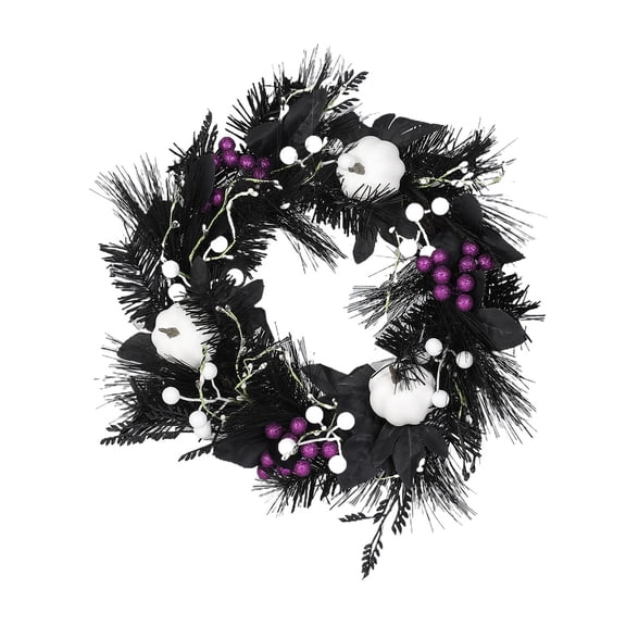 HUASHENG Halloween Black Wreaths With Decorations Garland Of White Pumpkins Create A Mysterious Holiday Atmosphere