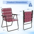 thumbnail image 3 of Costway Lot de 4 Chaises de Plage Pliantes Camping Pelouse Chaise à Sangles Légère 1 Position Rouge, 3 of 9