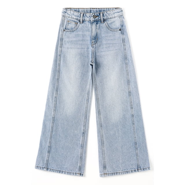 KIDSCOOL SPACE Girls Flare Jeans,Little Big Girl Bell Bottom Summer Denim Pants,5-6 Years