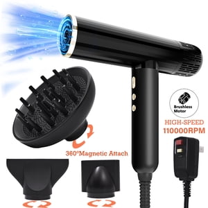 SKIMI Ionic Hair Dryer, Black Blow Dryer, 110000RPM High-Speed Brushless Motor, Lightweight, 1600W