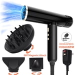 SKIMI Sèche-cheveux ionique, sèche-cheveux noir, 110000RPM Moteur à haute vitesse sans brushless, léger, 1600W