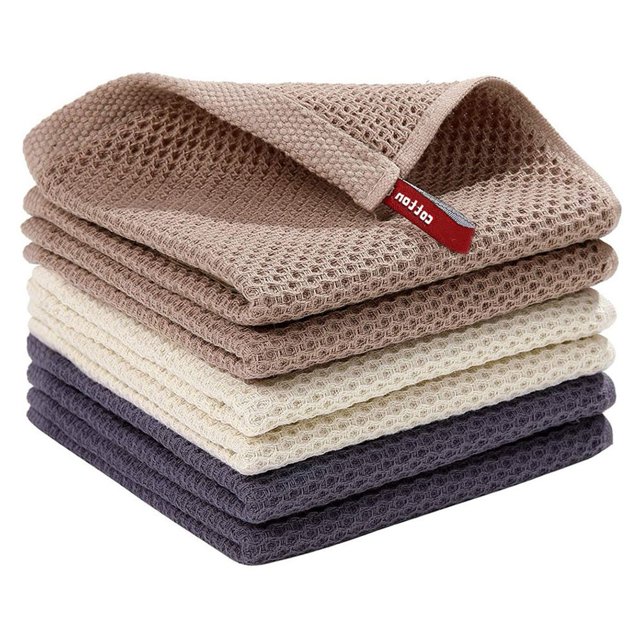 Lefu 6 pcs 34x34cm Bar Kitchen Towels Set Tea Towel Dish Clean Cloth Absorbent Soft