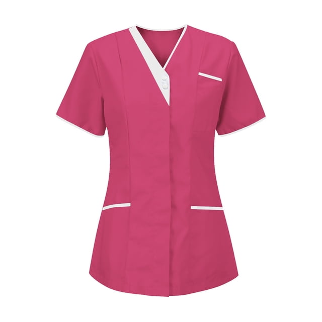 XZNGL Womens Nurses Tunic Uniform Clinic Carer V-Neck Protective Clothing Tops