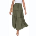 thumbnail image 2 of Pisexur Jupe Mode Femme Solide Décontractée Froncée Volants Taille Élastique Jupes Robe Femme, 2 of 8