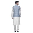 thumbnail image 3 of Atasi Kurta Pyjama Traditionnel Uni à Col Mandarin avec Ensemble de Veste Imprimée, 3 of 3