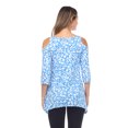 thumbnail image 3 of White Mark Women's Leopard 3/4 Sleeve Cold Shoulder Tunic Top, 3 of 5