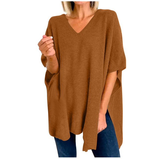 Birdeem Manteau Tricoté à Manches pour Femmes Chandail Col en V Ample Mode
