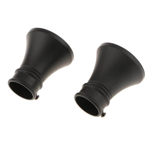 Langgg 2Pcs Curtain Rod Ends Drapery Pole Head for Dia. 28mm Rod Horn#Black