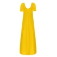 thumbnail image 4 of AherBiu Robe T-Shirt Longue Grande Taille pour Femmes à Manches Courtes, Col en V, Été, Décontractée, Confortable, avec Poches, 4 of 5
