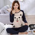 thumbnail image 2 of Printemps Automne Mignons Ensembles de Sommeil pour Femmes Col Rond Manches Longues et Pantalon Ensembles 2 Pcs Costume Décontracté Tenue d'Intérieur pour Dames Pyjama, 2 of 9