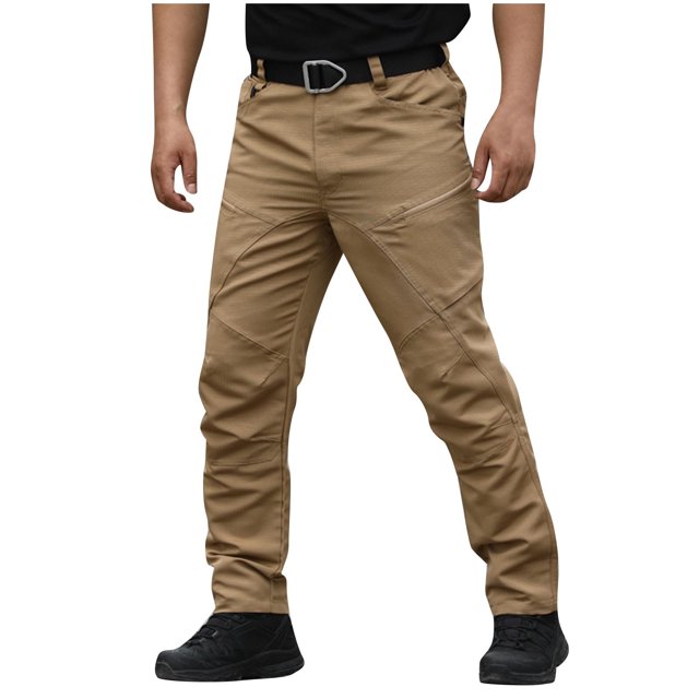 EGNMCR Men's Lightweight Pants, Cargo Pants Men, Linen Pants Men Mens Fashion Solid Multiple Pockets Multi Multifunctional Work Trousers Pants Men Polyester Pants