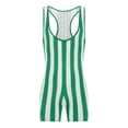 thumbnail image 3 of Zaldita Men's Striped Sleeveless Boxer Shorts Leotard Deep U Neck Racerback Slim Fit Rompers Green L, 3 of 5