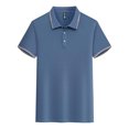 thumbnail image 4 of FRSASU Polos pour Femmes à Manches Courtes, Boutons, Col à Revers, Hauts d'Été, Tenue de Bureau Décontractée, T-Shirts Basiques, Bleu, TG (TG), 4 of 5