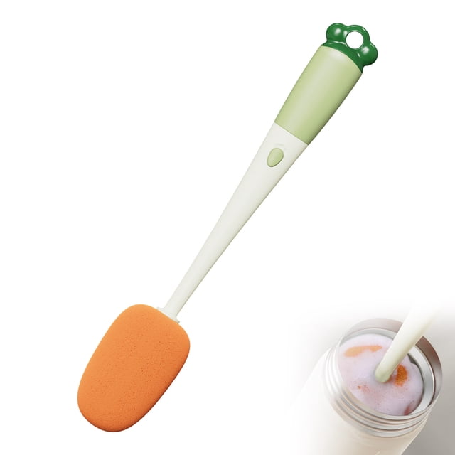 Multifunctional Long Handle Cleaning Brush with Removable Sponge and Soft Rubber Heads for Efficient Kitchen and Household Cleaning