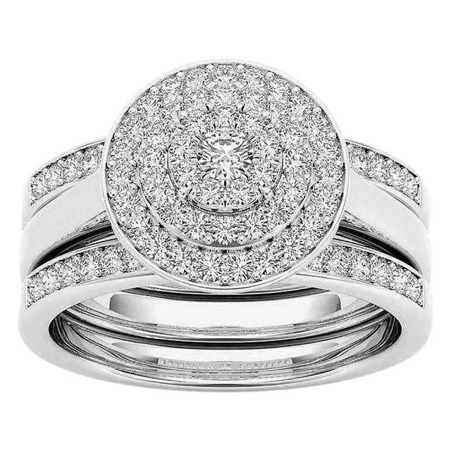 EGNMCR Rings Womens Rings 2-in-1 Set Detachable Shiny Diamond Set Engagement Wedding Rings Inlaid Zircon gold ring