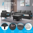 thumbnail image 2 of BALUS 2 Pieces Couch Set, L Shaped Sofa with Storage Ottoman, 5-Seats Sectionals, Living Room Set Furniture, Linen, Dark Gray, 2 of 5