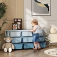 thumbnail image 2 of Qaba Organisateur de Jouets pour Enfants à 3 Niveaux avec 9 Bacs de Rangement en Plastique, Bleu, 2 of 10