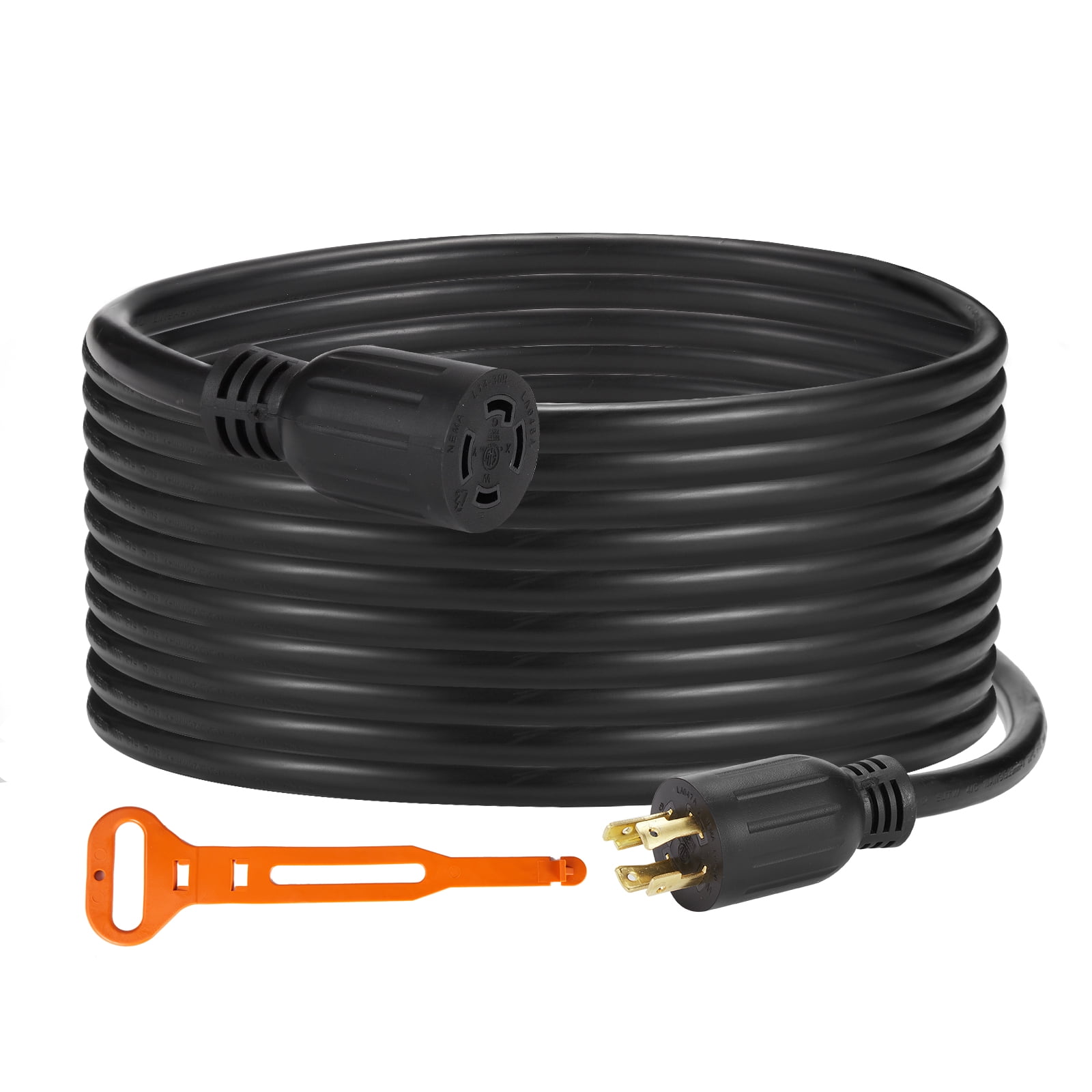 Generator Extension Cord – 30A 25FT – 10AWG/4C Pure Copper SJTW – L14-30P/L14-30R – Heavy Duty Weatherproof – RV, Welders, Indoor & Outdoor