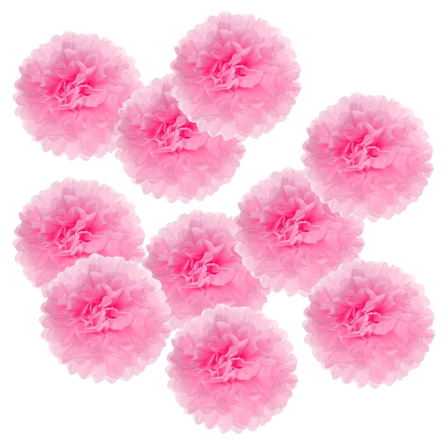 Unique Bargains 6' Tissue Pom Poms Paper Flowers Ball Wedding Party Decoration, Pink 10 Pack