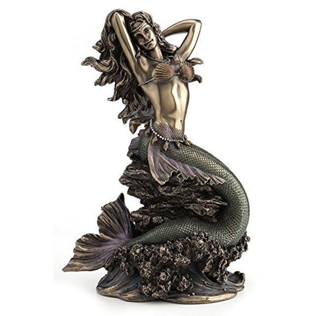 JFSM INC Large Beautiful Mermaid Sitting on Rock Statue Sculpture Figurine